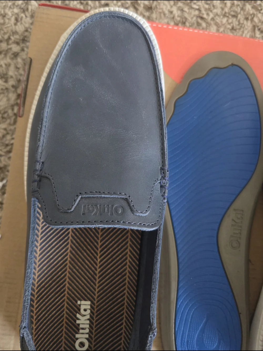 Olukai Men’s Navy Slip-On Loafers